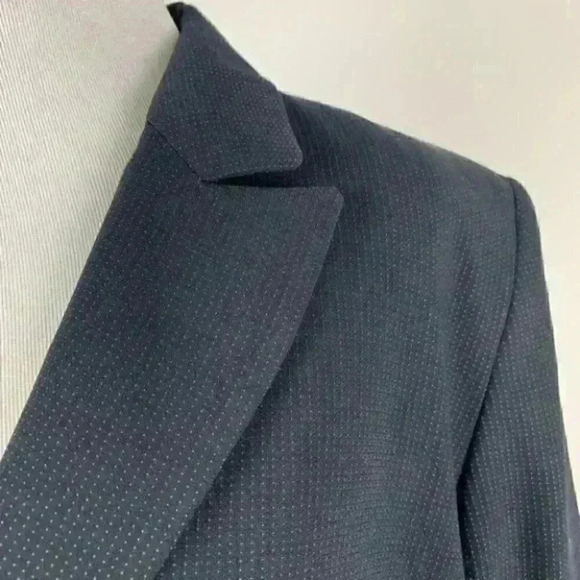 Dress barn blazer size 14 black with blue pindot two button jacket with pockets - Picture 12 of 14
